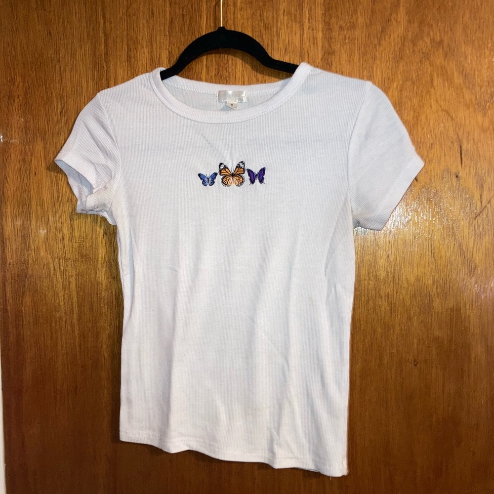 White Butterfly Shirt Range Kiss Fits Small Size Medium